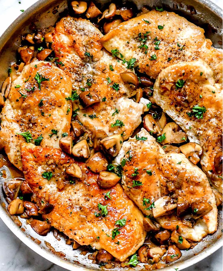 Chicken Marsala in a pan