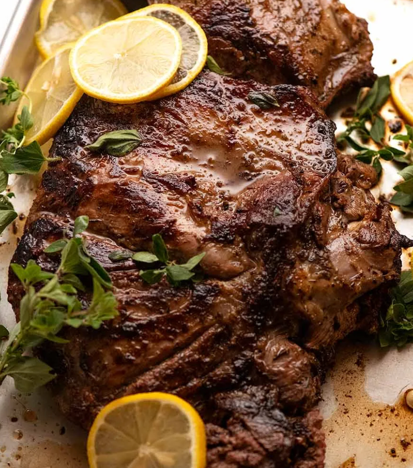 Grilled leg of Lamb with lemon garlic and rosemary