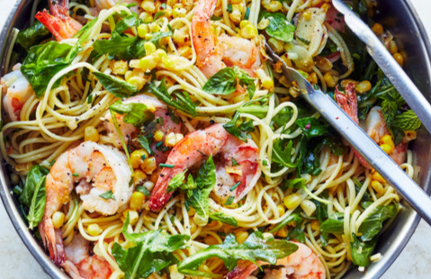 A plate of seafood linguine
