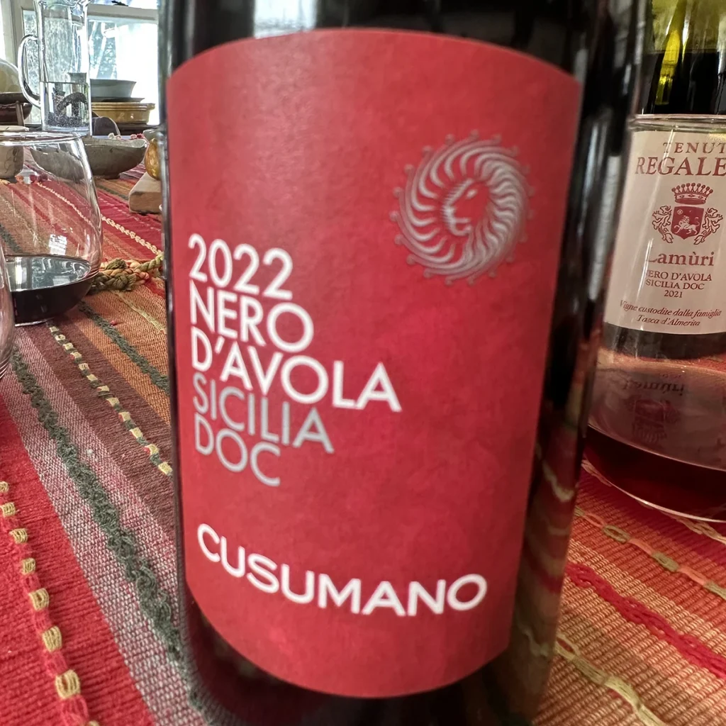 2022 Cusumano bottle of wine