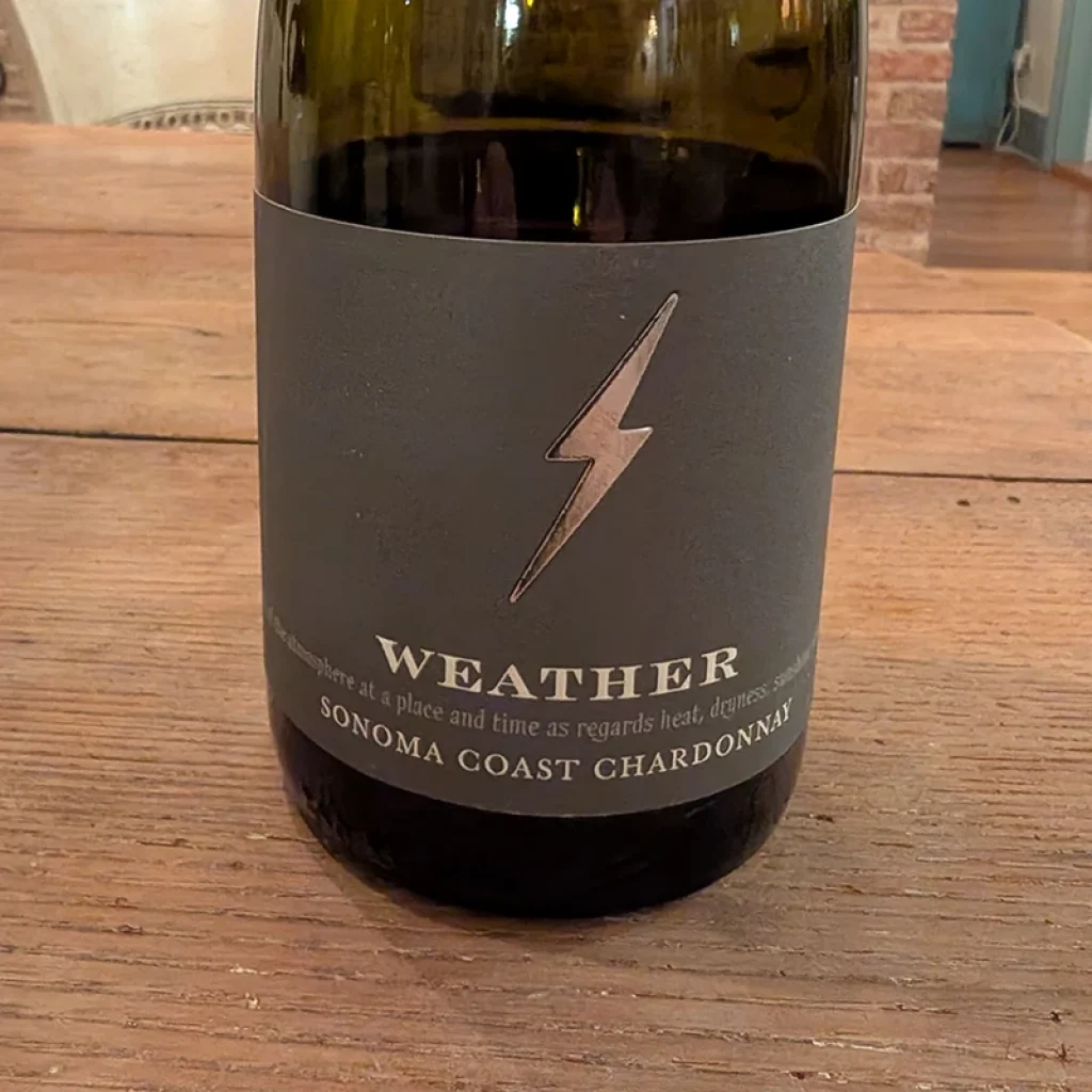 Weather California white wine bottle