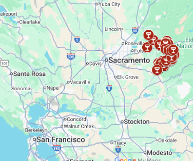 California Wine Vinyard map
