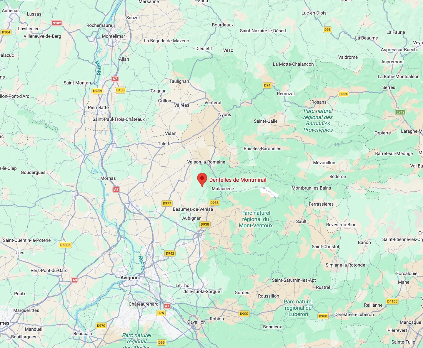 Map Dentelles de Montmirall
