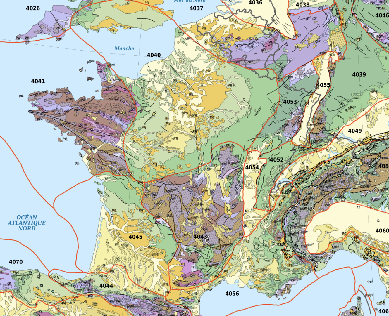 Map of France with regions
