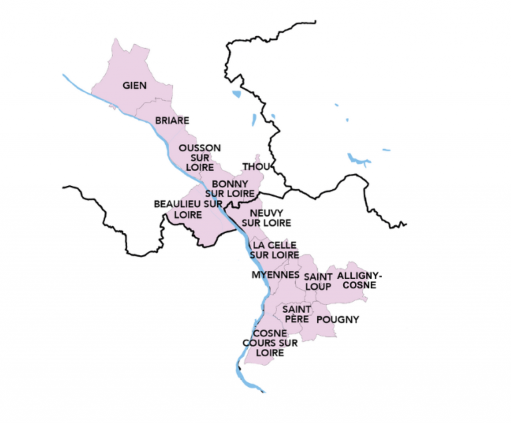 Map of the Loire valley wine region 